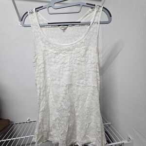 Guess Floral Lace Tank Top - White